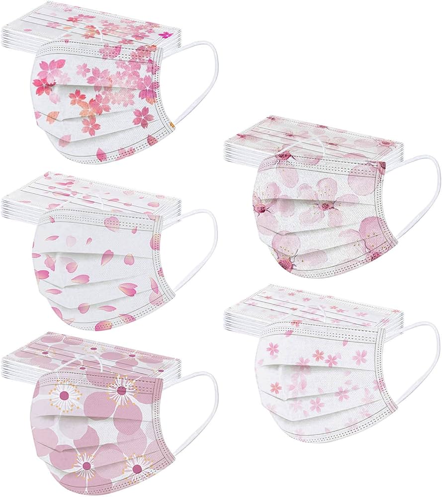 637 不織布マスクカバー レース 花柄刺繍 ホワイト 桜 フラワー